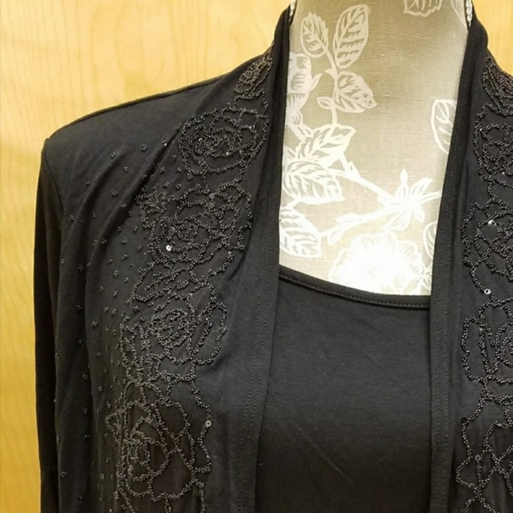 Black Sequined Twofer Top